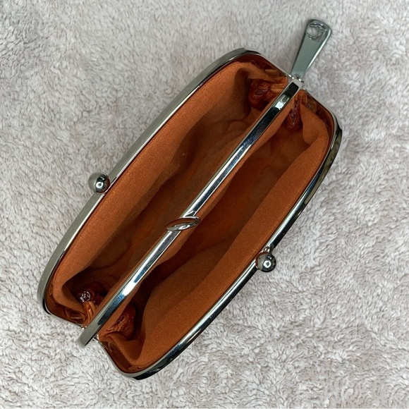 Vintage Liz Claiborne Faux Croc Leather Small Coin Purse Pouch-Orange-Kiss Lock - Picture 6 of 8